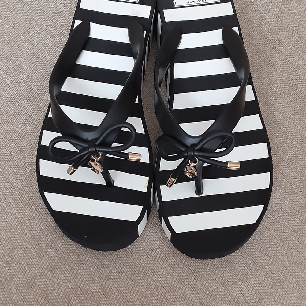 Kate Spade Black and White Striped Women's Sandals - Picture 11 of 11